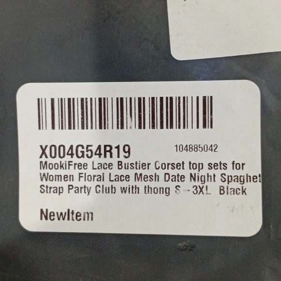 Black Lace Bustier Corset Lingerie Set – Floral Mesh w/ Thong | Size M | New - Picture 11 of 11